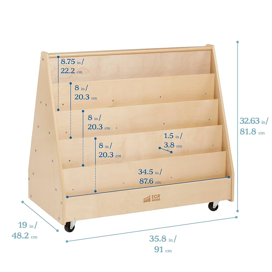 ECR4Kids Birch Single-Sided Book Display Stand for Kids