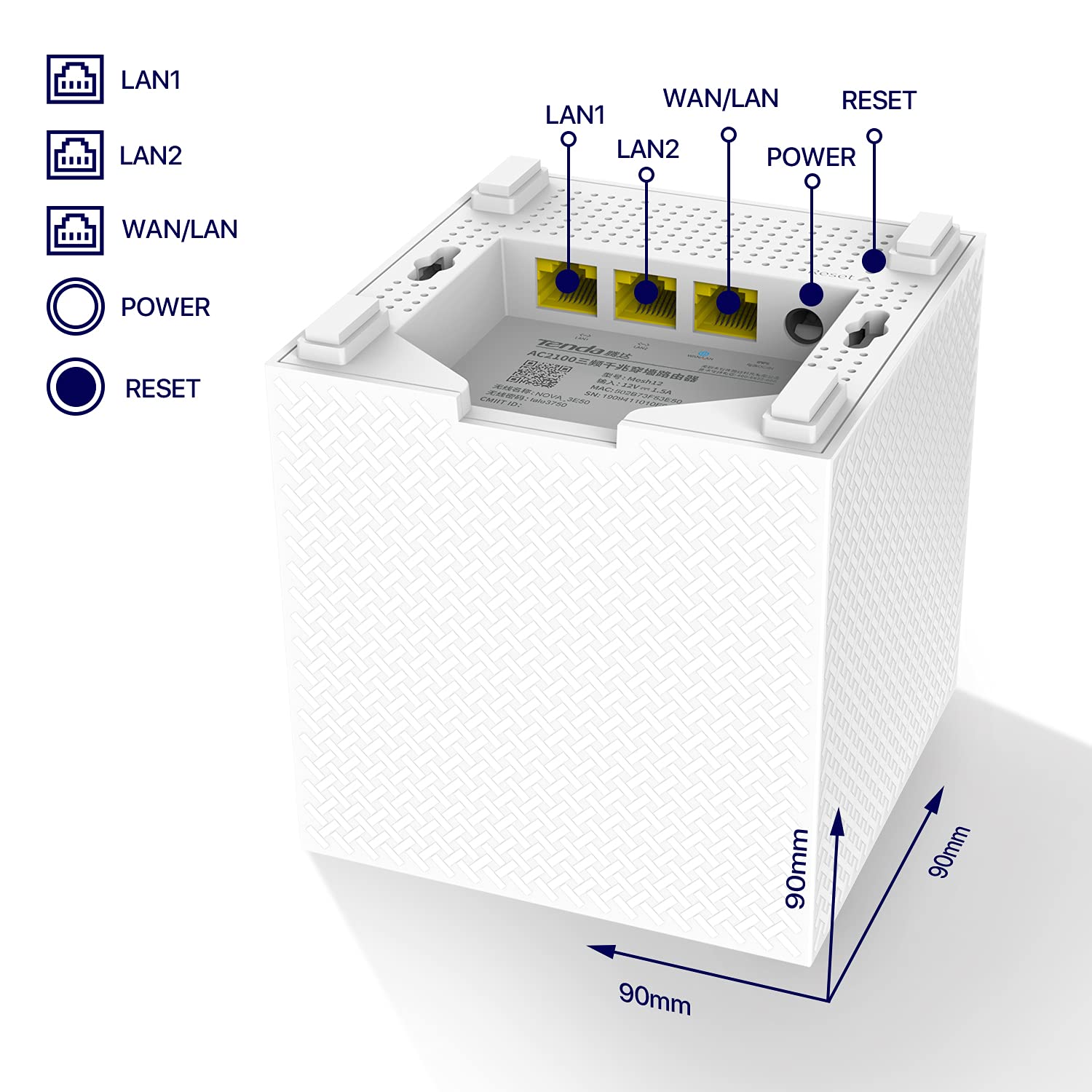 Tenda Nova WiFi Mesh AC2100 MW12 - Sistema Mesh WiFi Tri-Banda para Casas Pisos y Hogares - Cobertura de hasta 500m² - 3x3 Puertos Gigabit &100 Dispositivos - Repetidor WiFi Router- 3 Pack Blanco