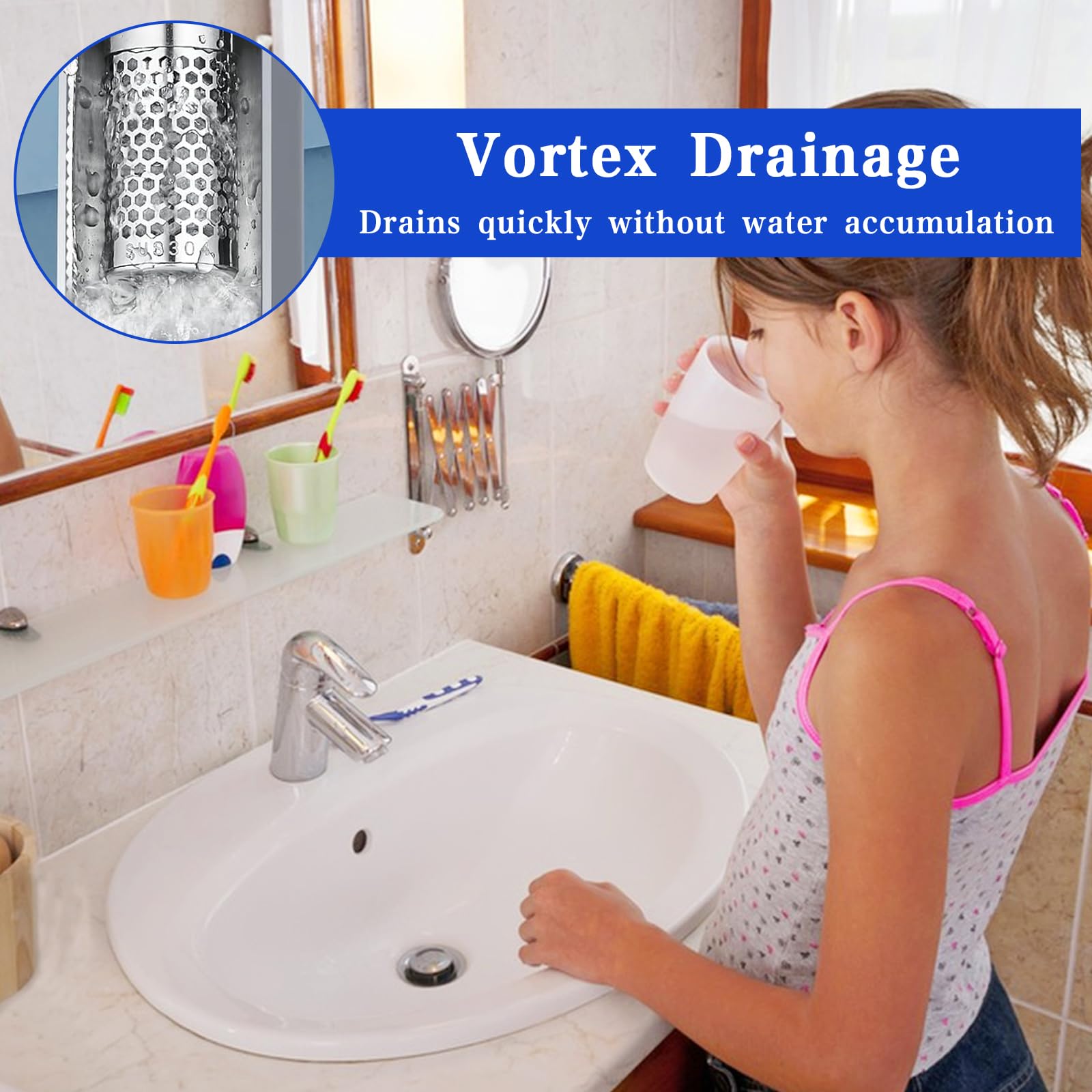2 Bouchons De Lavabo Pop-Up Universels 34-40mm Avec Filtre à Cheveux - Lave-mains, Baignoire, Cuisine - 11