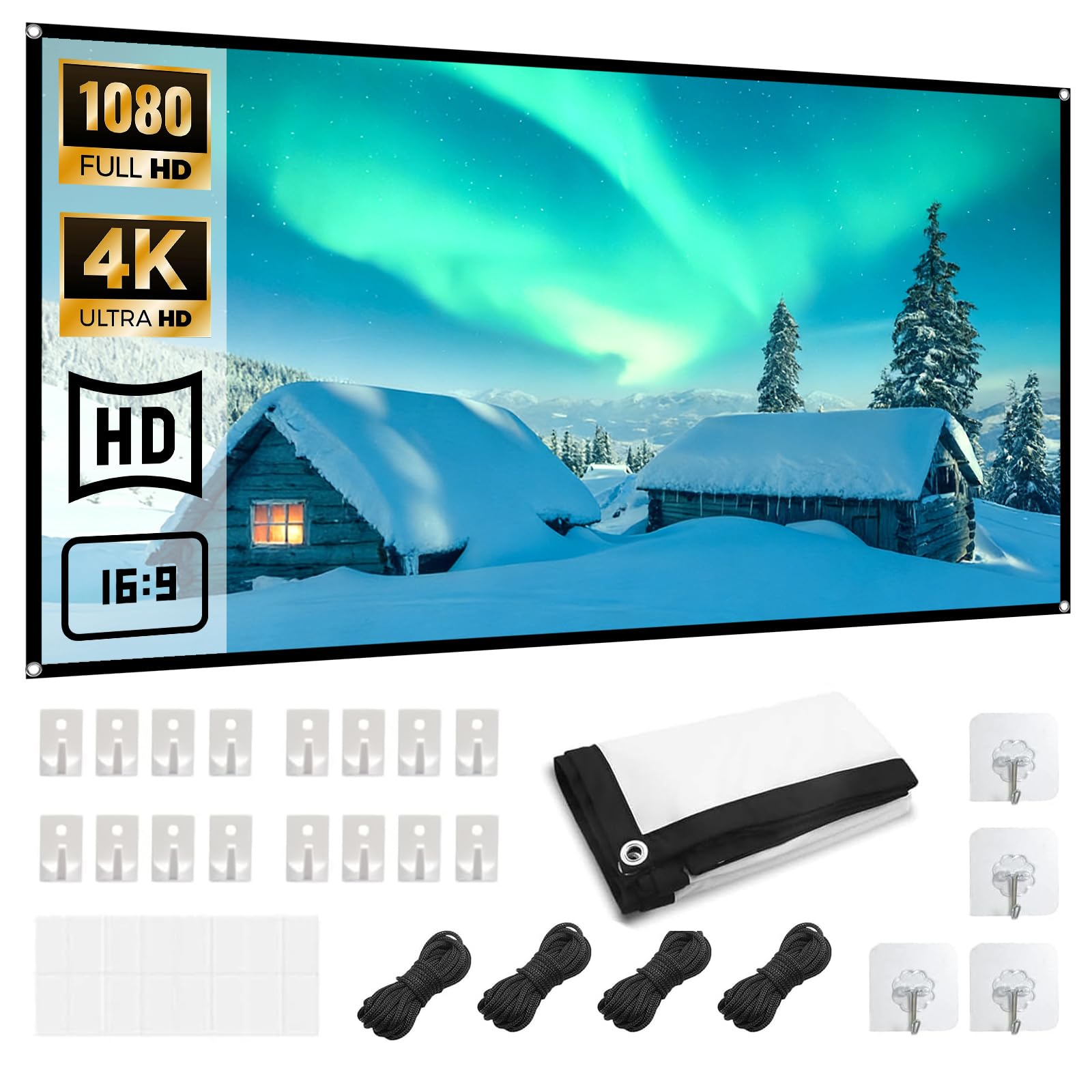 Écran de projection 16:9 haute fidélité double face pour projection premium 100 pouces