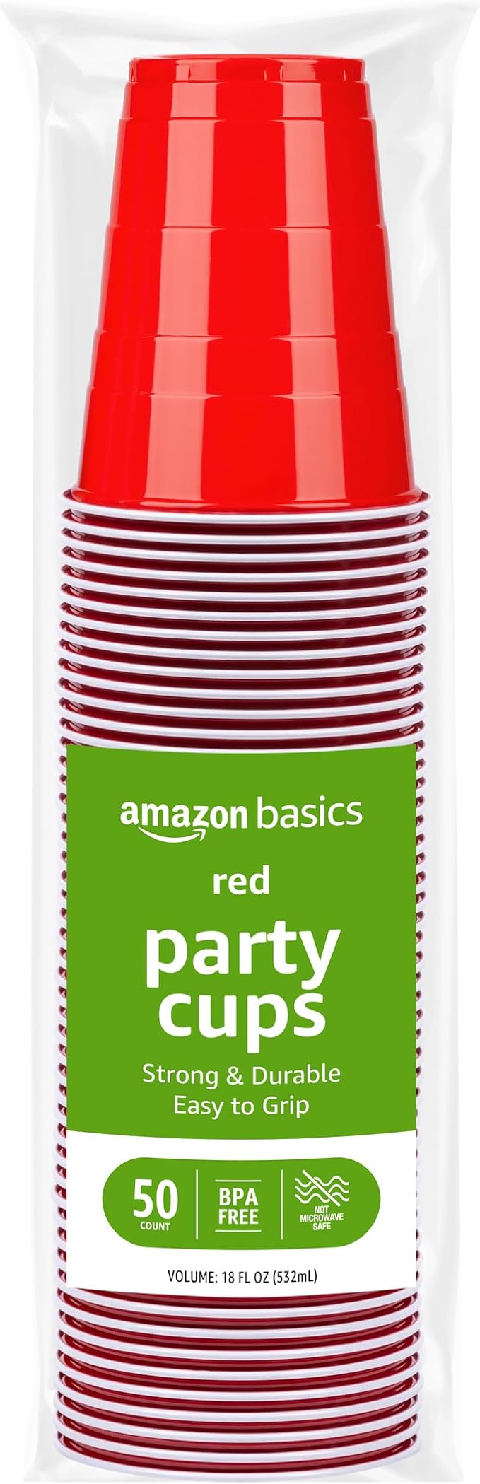 Amazon Basics Sturdy Disposable Plastic Party Cups for Cold Drinks,