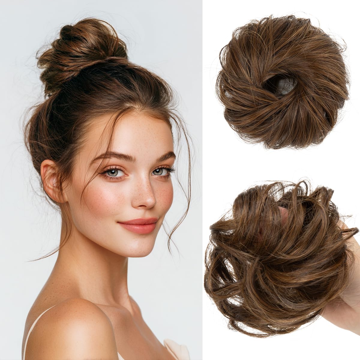 View 1 of CJL HAIR Messy Bun Hair Piece - Chocolate