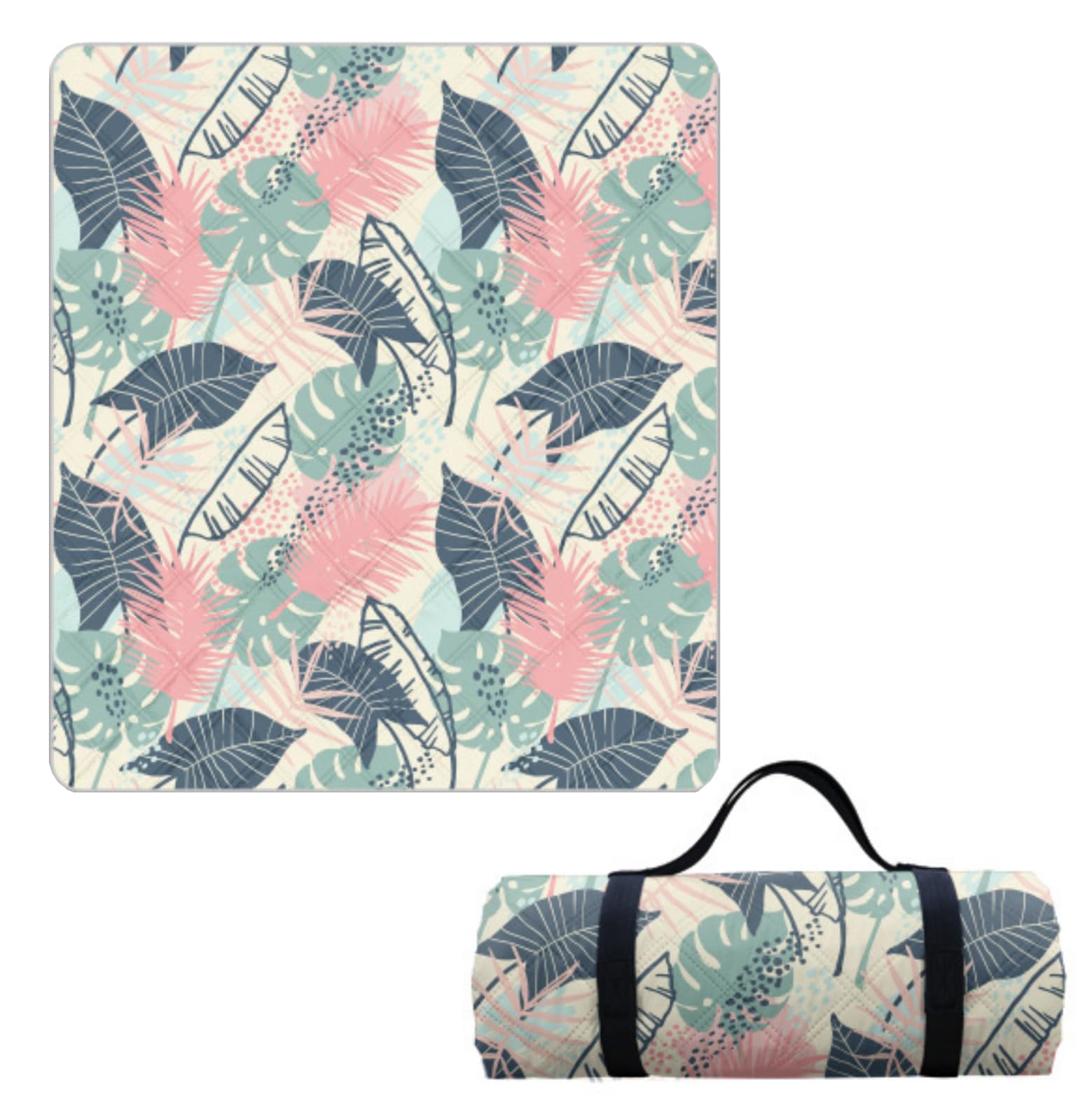 Hayisugal 200 x 200 cm Thickened Waterproof Sand-Free Beach Blanket, Picnic Mat, Camping Blanket, Portable, Plant B