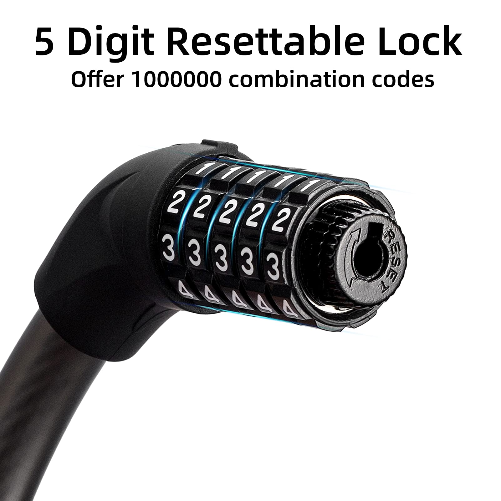 Lucchetto Per Bici, Lucchetto A Combinazione Ripristinabile A 5 Cifre - Foto 4