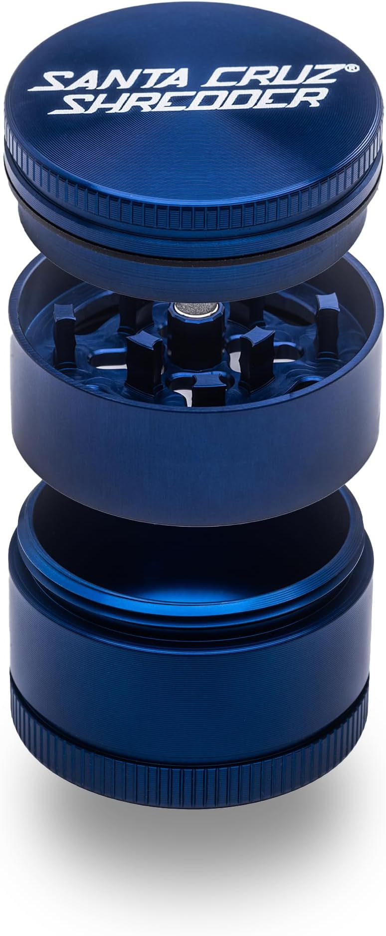 Santa Cruz Shredder Metal Herb Grinder Knurled Top for Stronger Grip 3 Piece Small 1.7" (Blue)