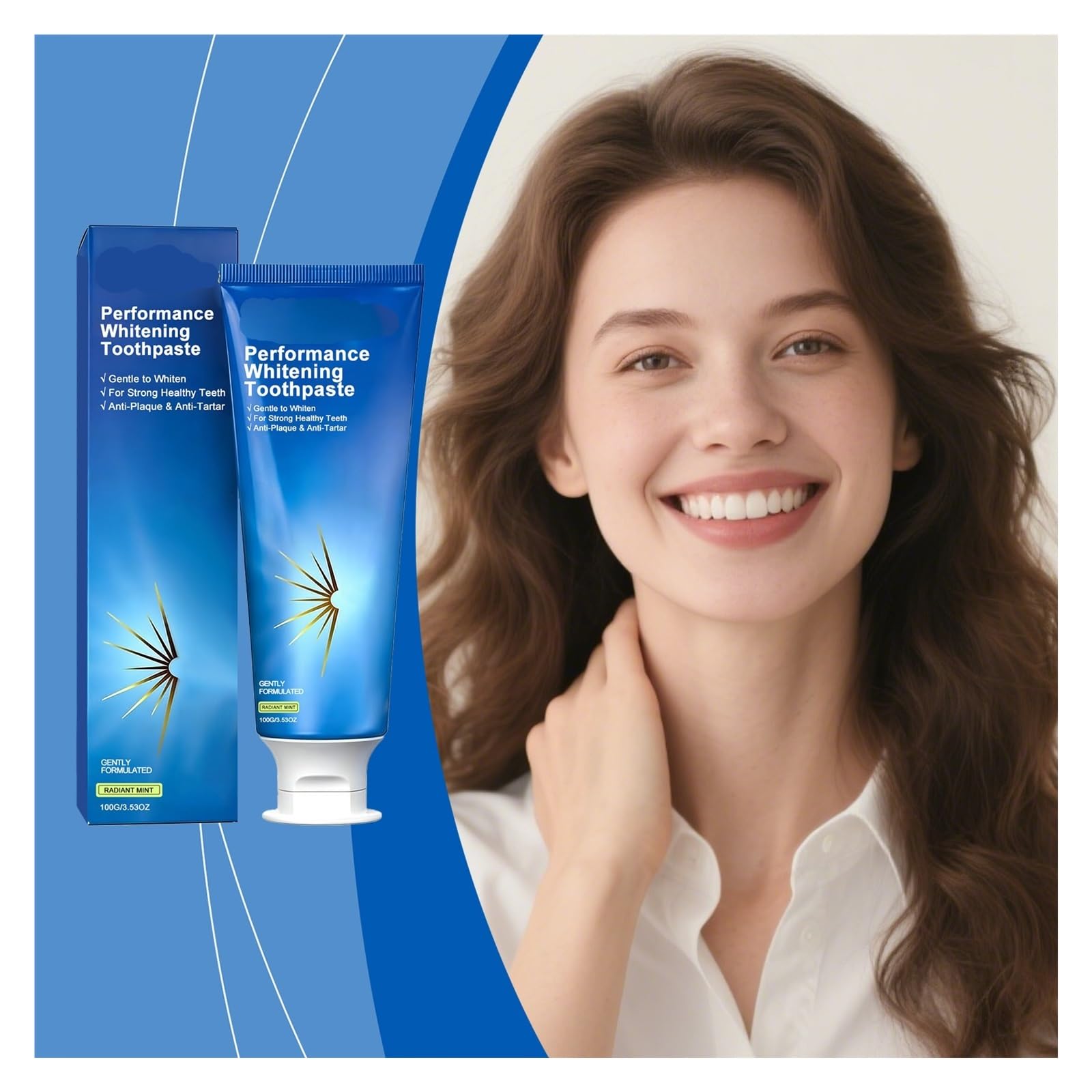 Pasta de dientes iluminadora con menta, 100 g: limpia suavemente los, mejora el brillo natural y proporciona un cuidado diario del aliento fresco