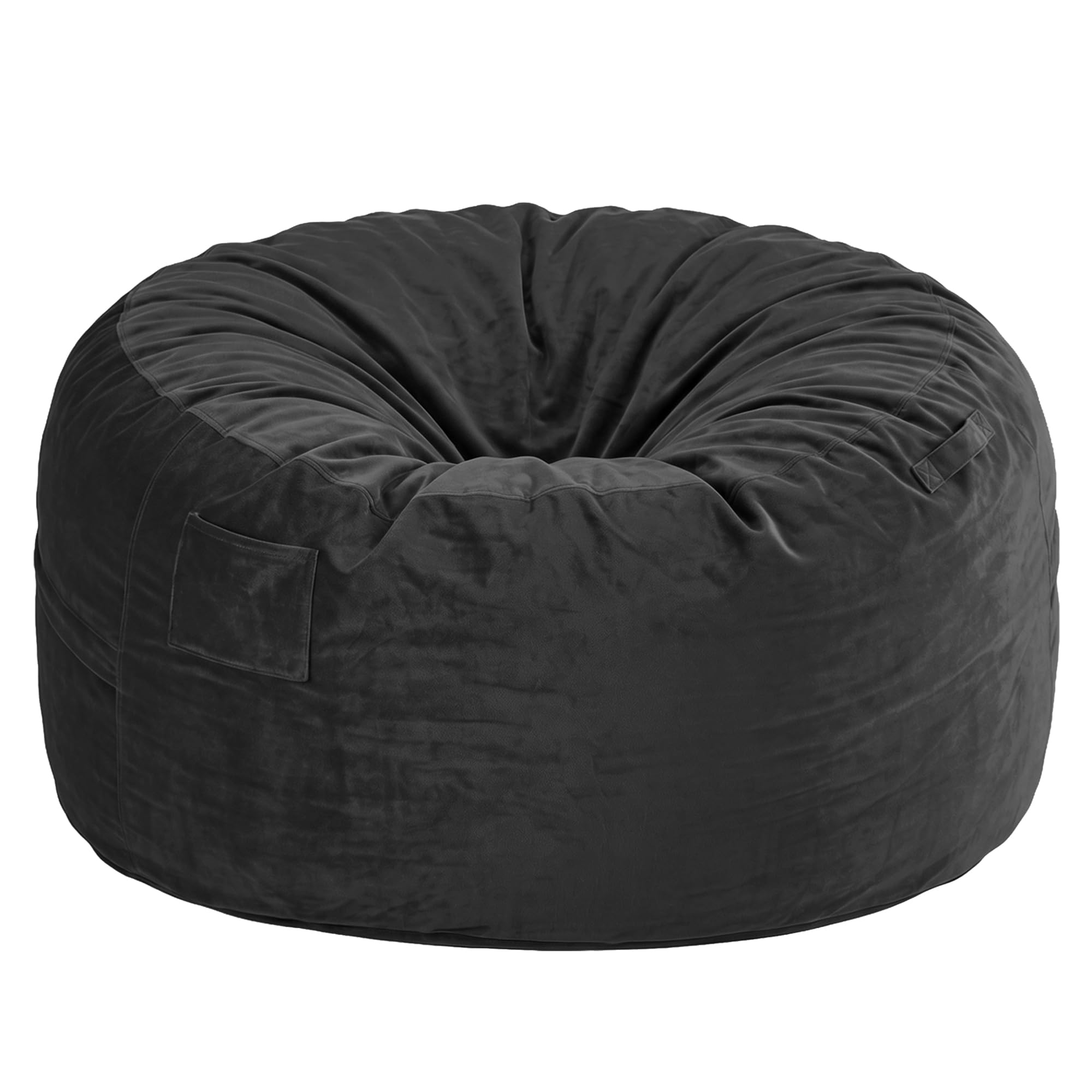 Homguava Puf gigante de 5 pies con relleno de espuma viscoelástica, cómodo puf para adultos, con funda de terciopelo holandés para sala de estar, dormitorio, color negro