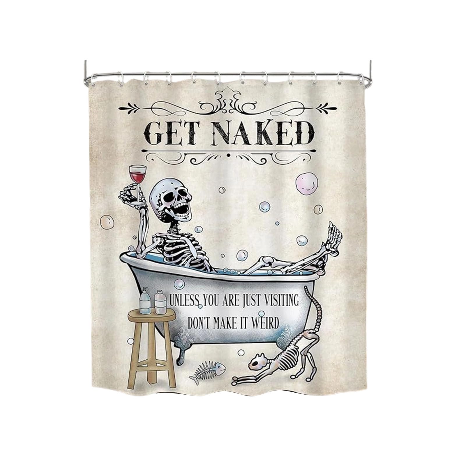 APGLSXY Skeleton Shower Curtain Polyester Halloween Bathroom Curtain for Guest Bath Seasonal Home Decor Shower Area Decor Powder Room Seasonal