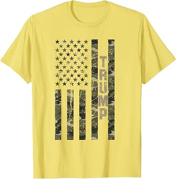 Trump United States Distressed Camo w US Flag T-Shirt