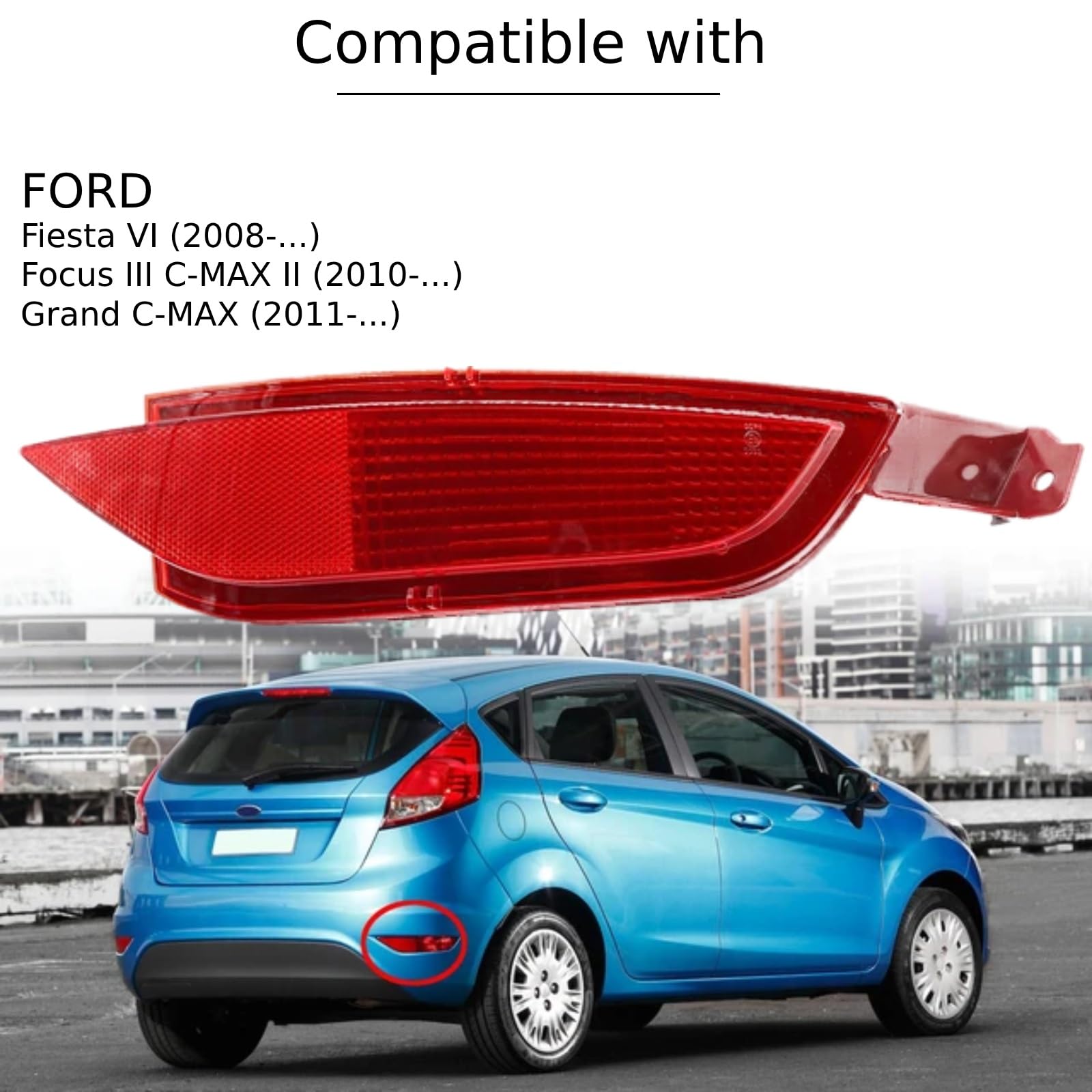 Catadioptre Arrière Droit ALKAR 2212384 Pour Ford - Neuf, Avec Feu De Brouillard, Ampoule P21W