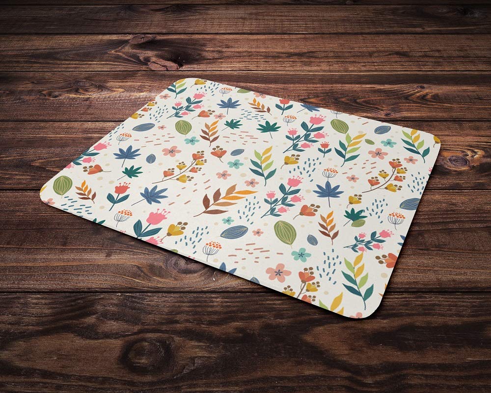 CRAZO FASHION Floral Print Mouse Pad for Laptop Computer | Non Slip Rubber Base Mat (230 x 190 x 3 mm) (Pack of 1)