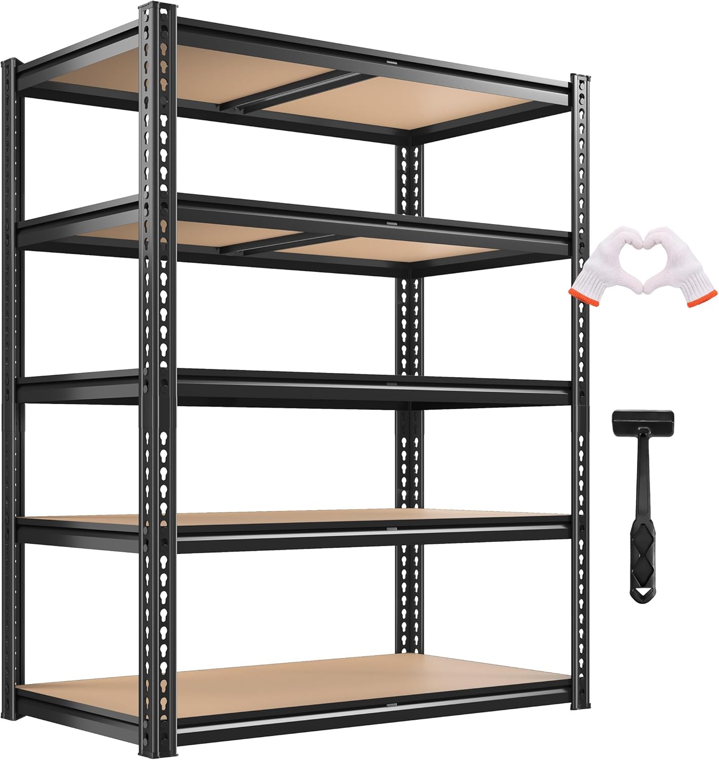 CypBed Storage Shelves Heavy Duty Garage Shelving Unit Adjustable 2200LBS Metal Shelving 5 Tier Garage Storage Rack, Shelf for Basement/Warehouse/Pantry/Closet/Kitchen 35.56" W x 16" D x 72" H, Black