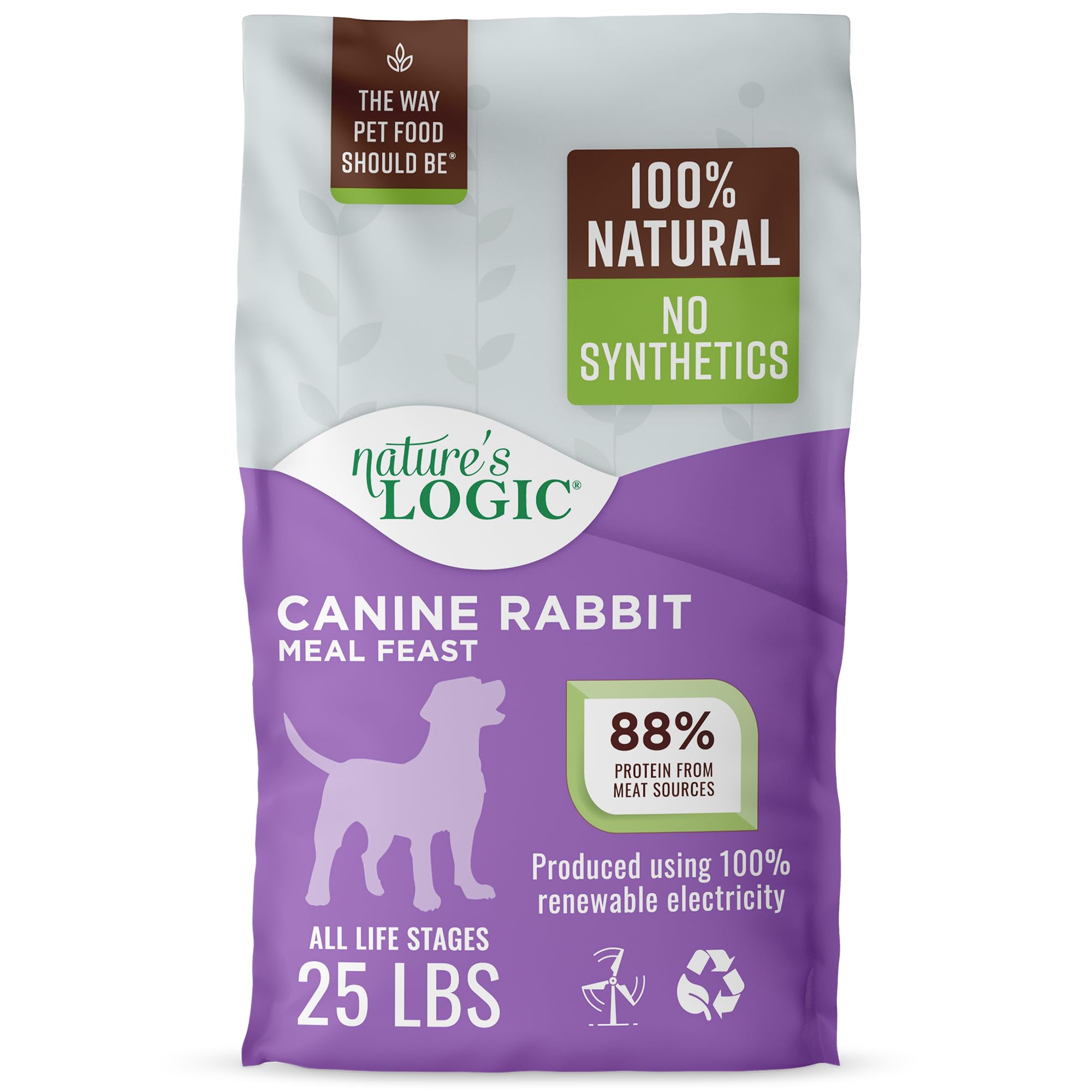 NATURE'S LOGIC Dry Dog Food - 100% Natural - No Synthetics - for All Ages, Sizes, Breeds - Free from Common Allergens, High Protein - Rabbit Meal