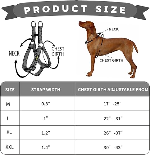 Miniatura 5 de Xipebros Arnés para perro, arnés sin tirones con reflectante ajustable, evita que las mascotas se tiren y se asfixien en los paseos, arnés para