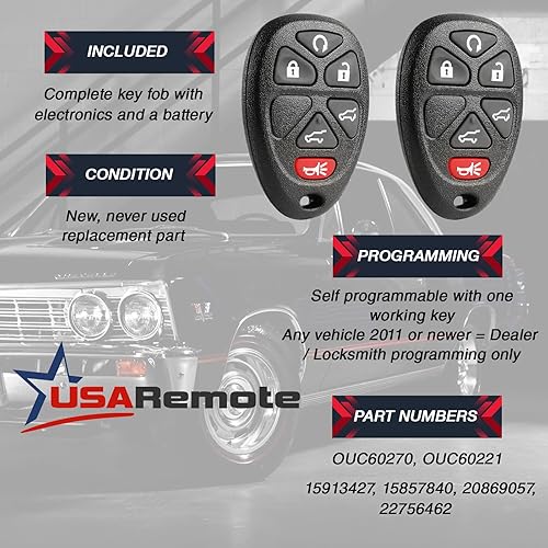 Miniatura 4 de Control remoto de entrada sin llave para automóvil Chevy Tahoe Suburban 2007-2014  Cadillac Escalade 2007-2014  GMC Yukon 2007-2014 (se adapta a la
