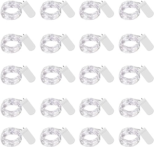 Miniatura 7 de Cynzia - cadena de 20 luces LED estrelladas alimentadas con pilas (incluidas), cable de cobre de 6.6pies, luces luciérnaga a prueba de agua para