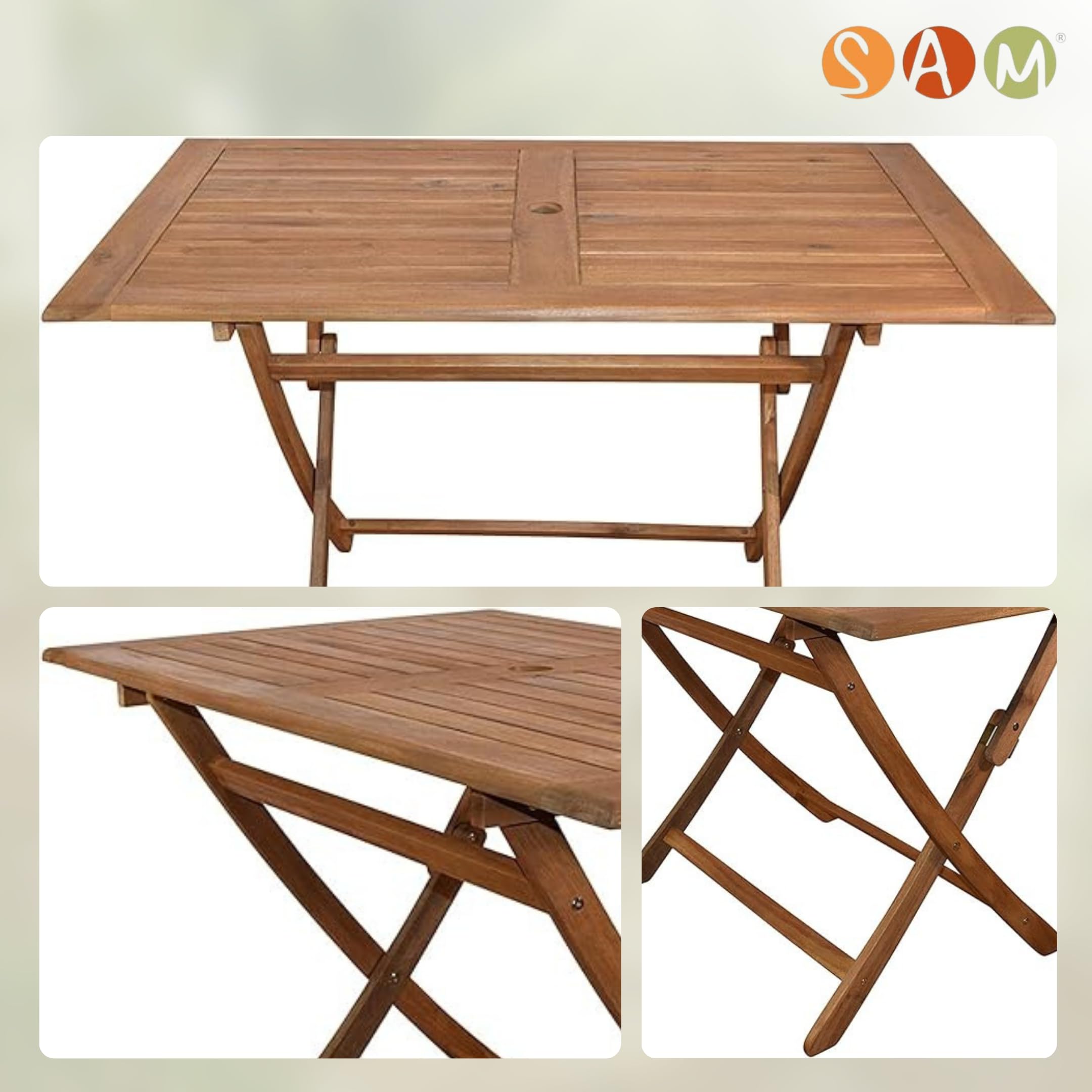 Loreno Esstisch 120x70cm Callao Massivholz Akazie & Geölt Klapptisch Holz | Esstisch, Gartentisch Wetterfest, Klapptisch Holz, Gartentisch Klappbar, Balkontisch Klappbar, Pflegeleicht & Platzsparend