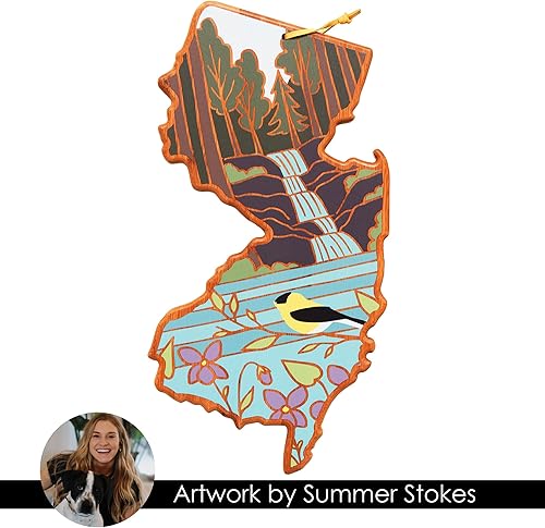 Vista 325 de Totally Bamboo Tabla de cortar con forma del estado de Nebraska y bandeja para servir charcutería con ilustraciones de Summer Stokes, incluye