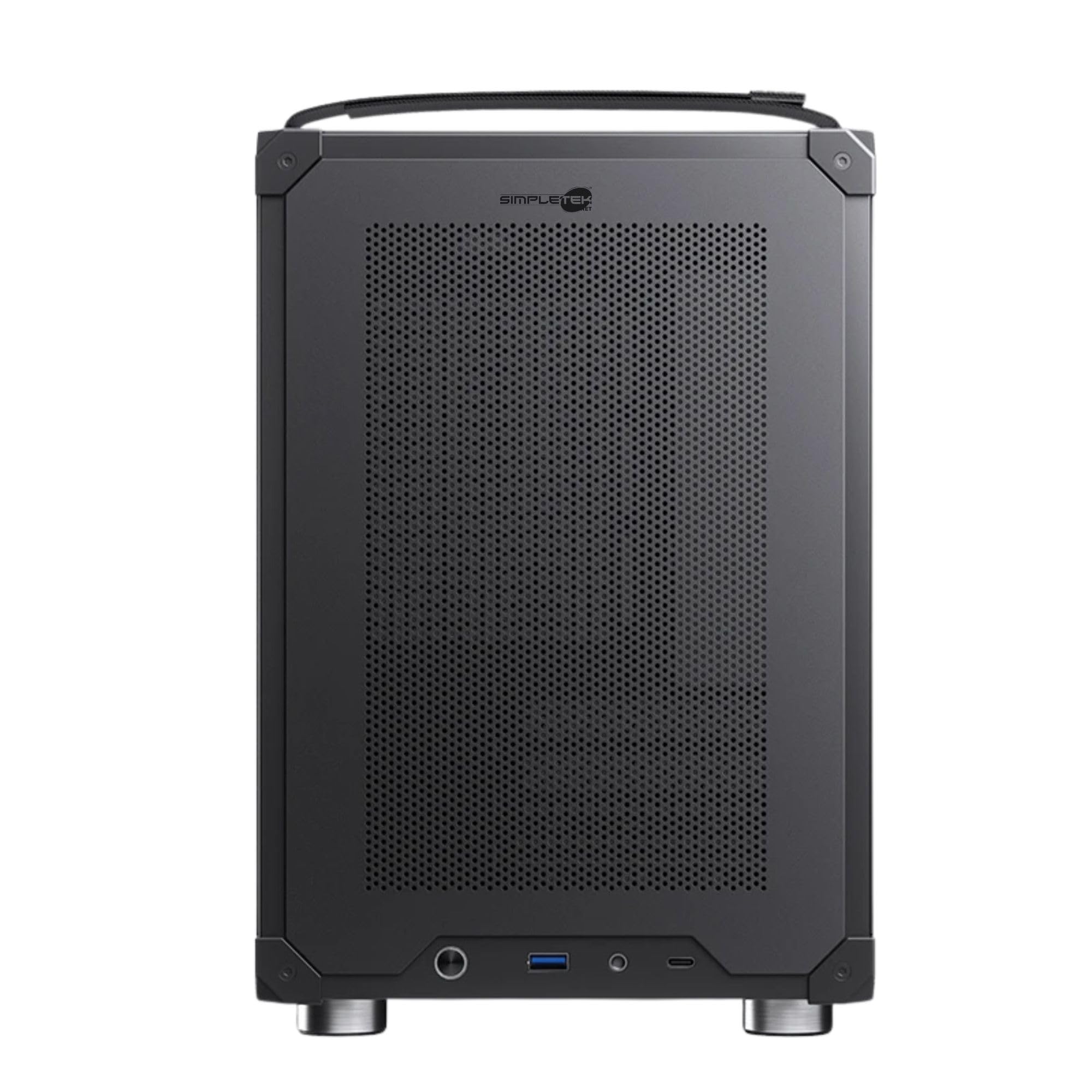 SIMPLETEK - Case Cabinet Compatto per PC Fisso - formato ITX | 1x USB-C 1x USB-A 1x jack | 3x ventole 120 mm