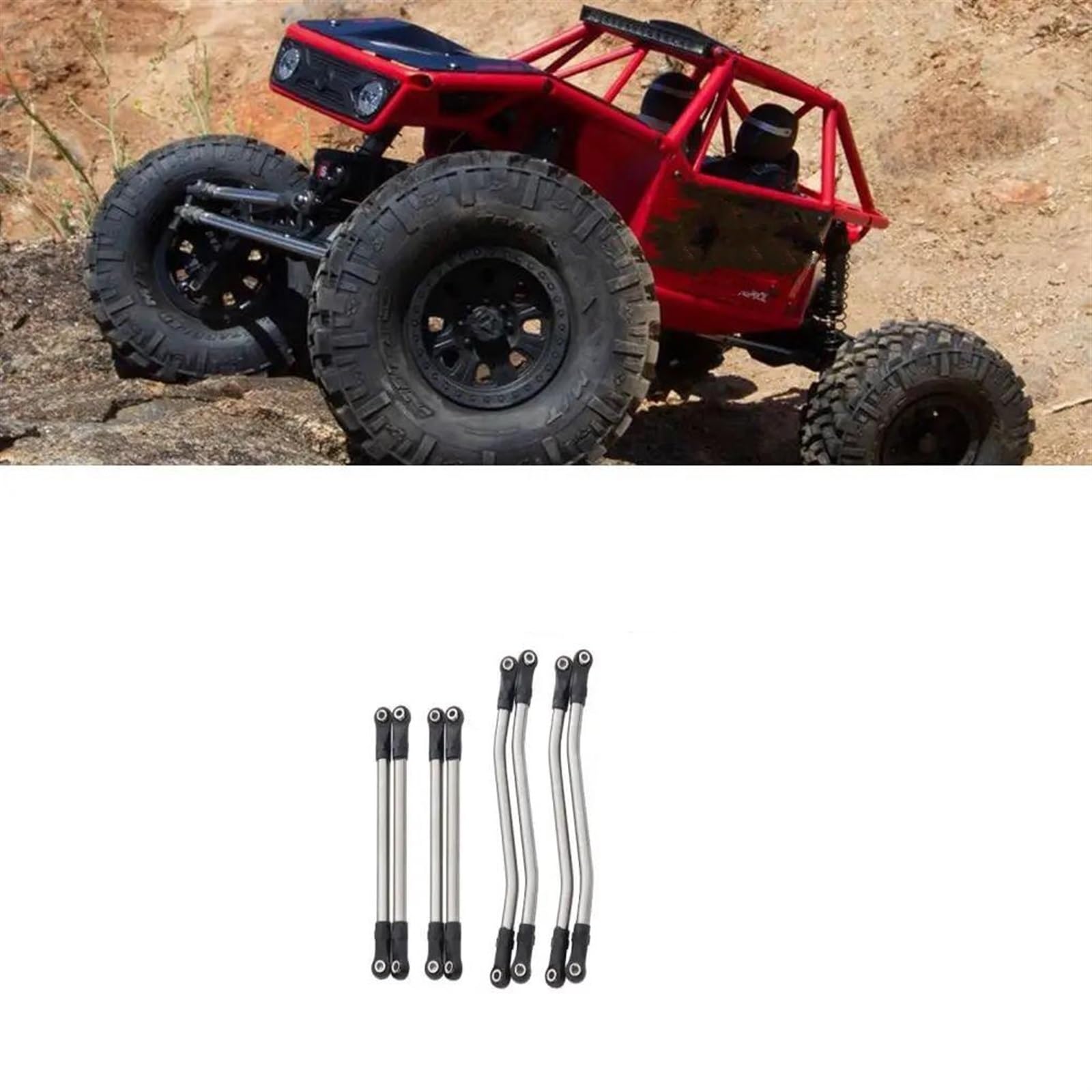 Varilla de Tracción para Axial para Capra 1/10 RC Juego De Varillas Enlace Dirección con Distancia Entre Ejes Aleación Aluminio