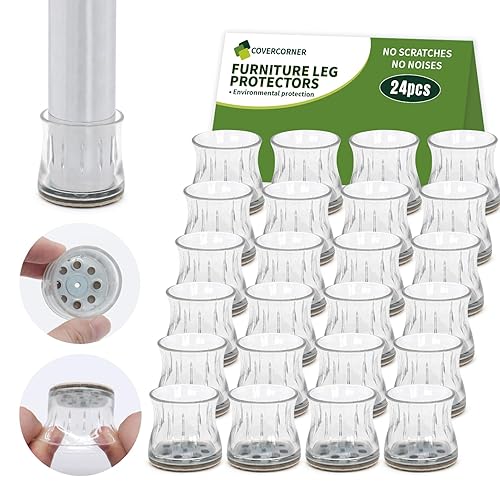 24PCS Chair Leg Floor Protectors, Chair Leg Protectors for Hardwood