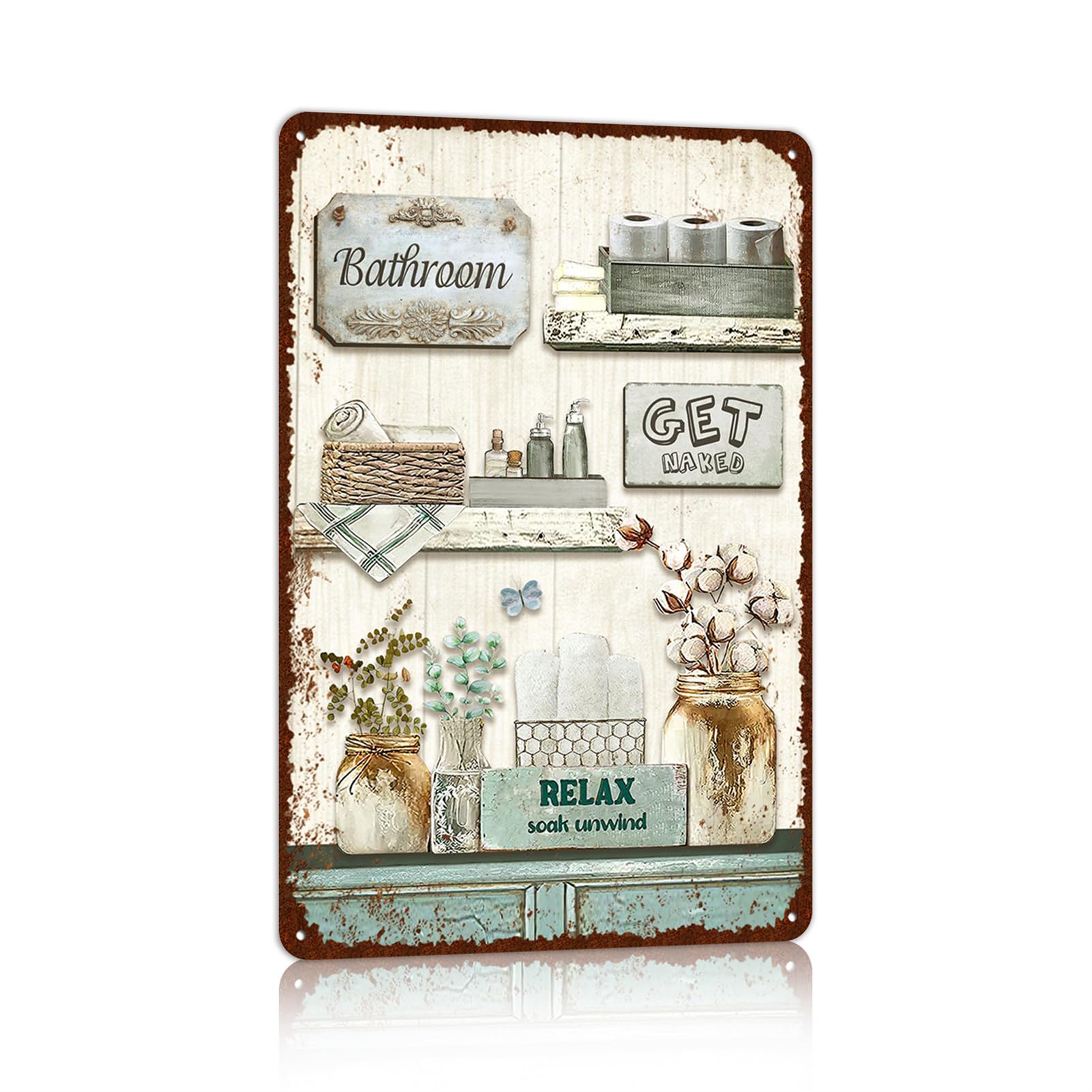 Funny Cabin Rules Metal Tin Sign Wall Decor, Farmhouse Wooden Style Cabin Sign For Home Decor Gifts
