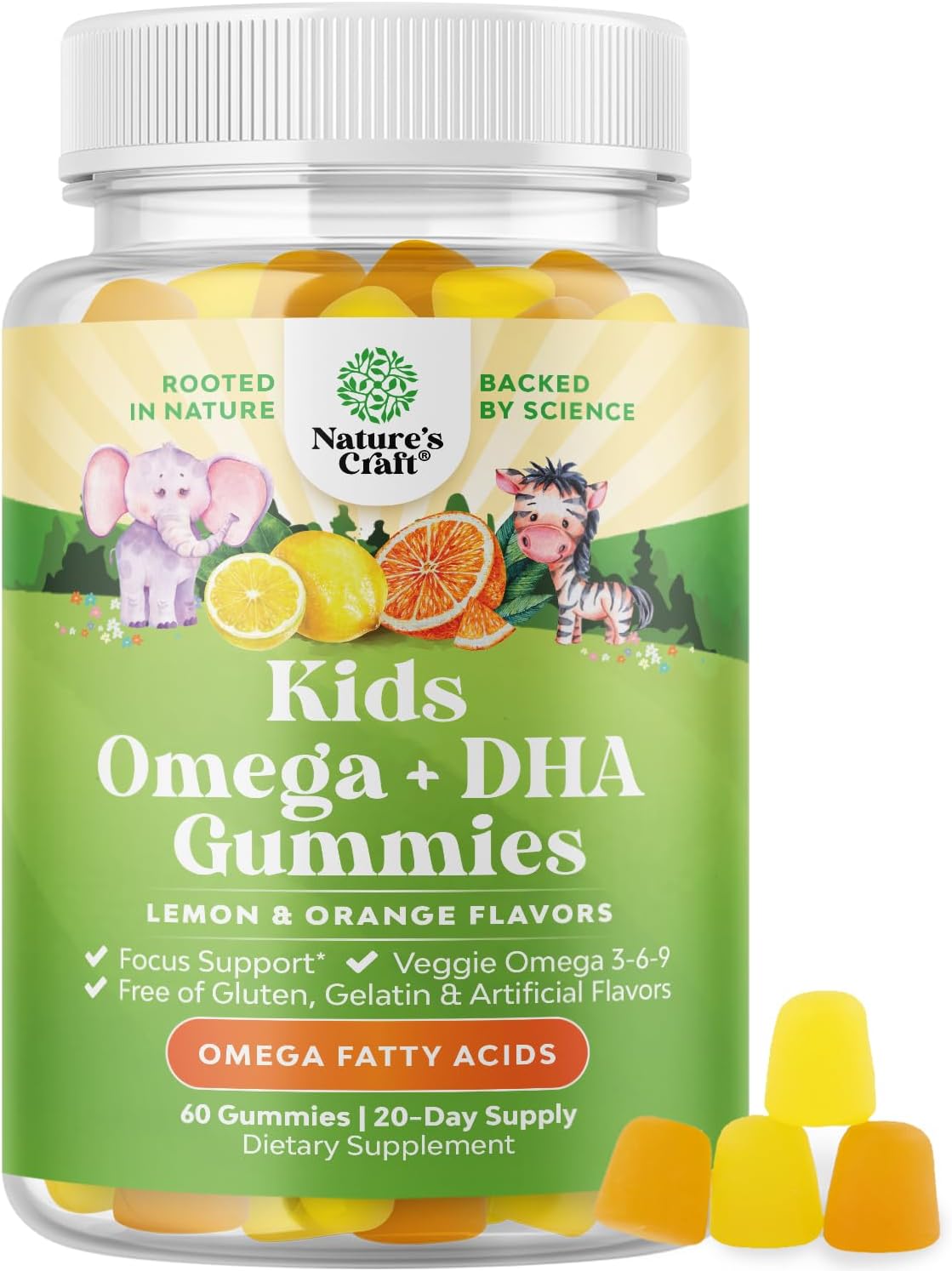 DHA Omega 3 Gummies for Kids Algae Omega 3 Fish Oil for Kids Gummy