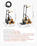 VEVOR Stair Climbing Cart, 440 lbs Stair-Climbing Capacity, Heavy-Duty Folding Trolley Cart with Telescoping Handle, 6 Wheels and 2 Bungee Cords, Stair Climber Dolly for Home, Groceries, Warehouse