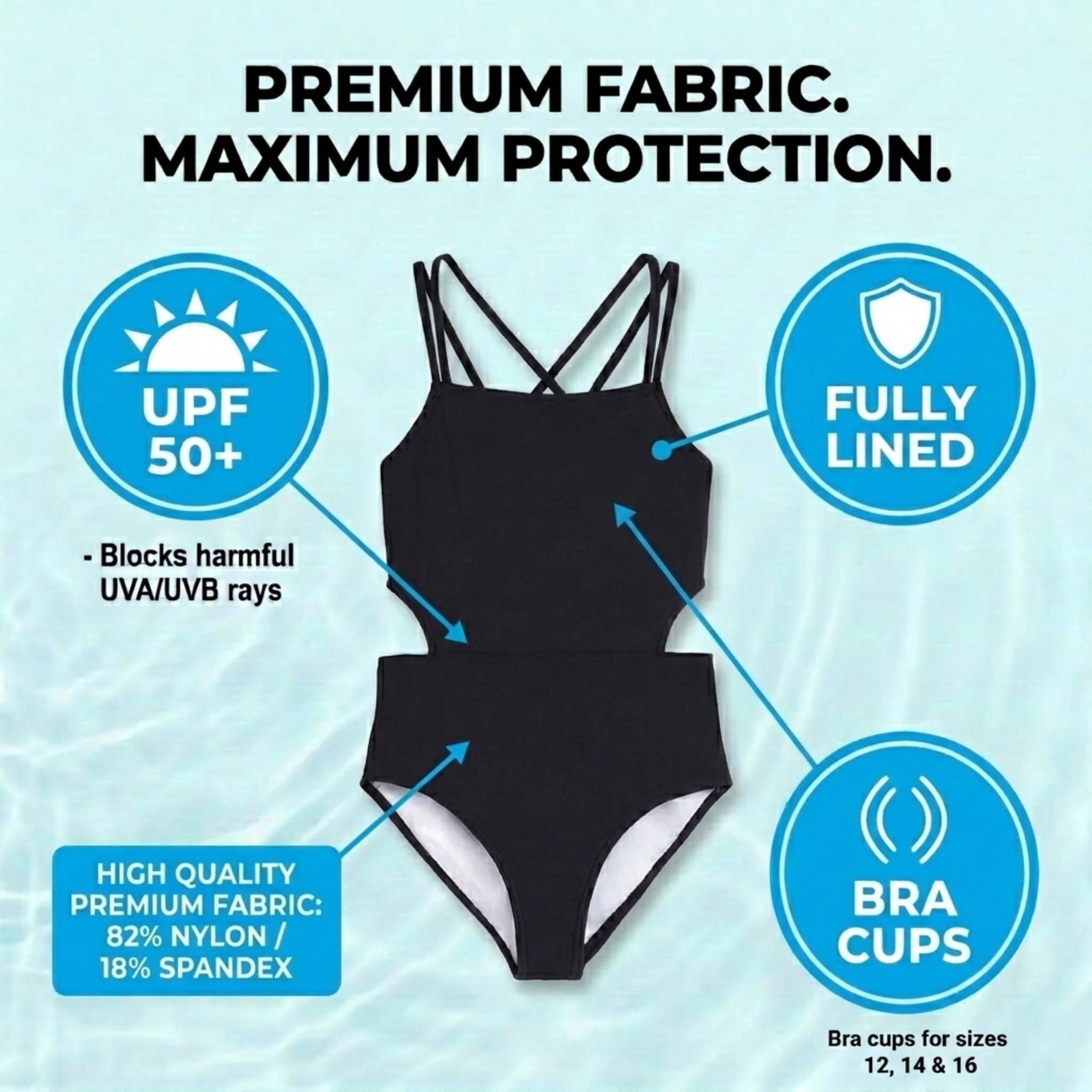 Kanu Surf Beach Girl Sport Cut-Out One Piece Swimsuit Maillot de Bain Une pièce Fille