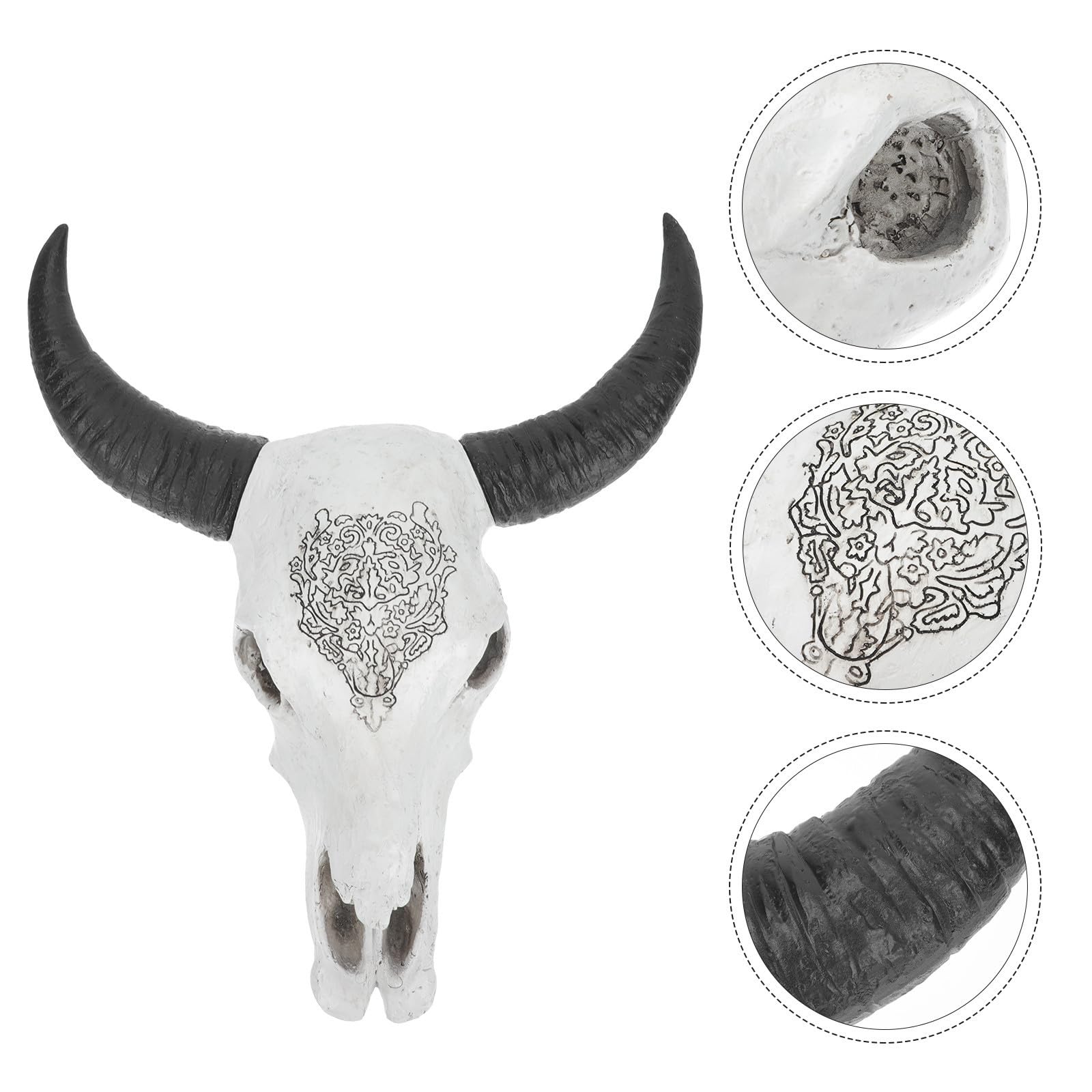 Kichvoe Decorazione da Parete Teschio Corna di Bue in Resina Creativa per Bar e Casa, Scultura Murale Salvaspazio di Stile per Arredamento Commerciale
