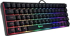 Teclado Gamer Semi Mecânico 60% com Fio Preto Led Rgb Abnt2 Usb Pc Computador Video Game Pequeno