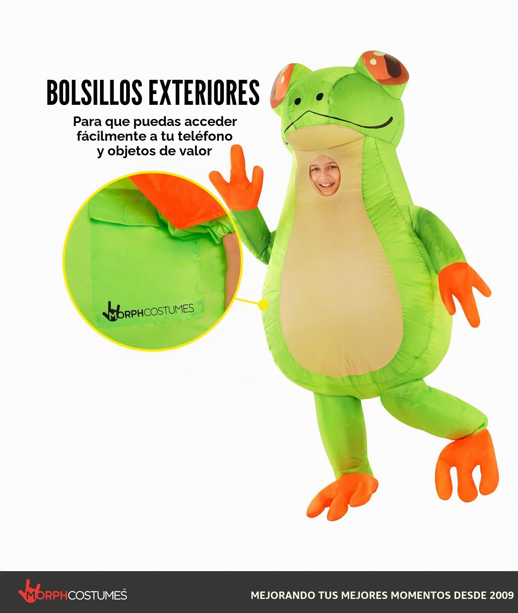 Morph Disfraz Rana Inflable Niño y Niña, Disfraces para Carnaval y Halloween