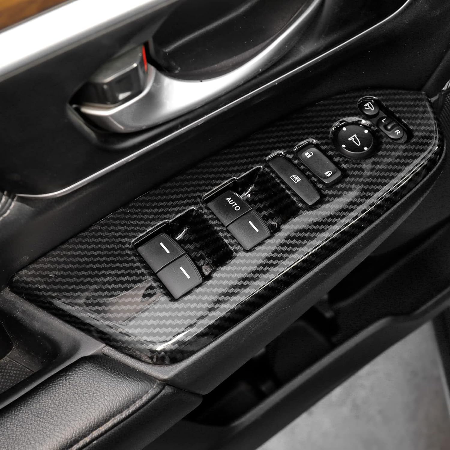 for Honda CR-V CRV Accessories 2017 2018 2019 2020 2021 Window Control Switches Cover Trims Interior Panel Protective (Carbon Fiber)