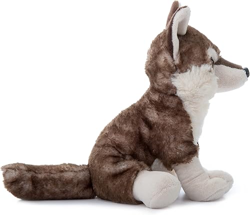 Miniatura 5 de The Petting Zoo Peluche de lobo de madera, regalos para niños, animales salvajes del zoológico Onez, juguete de peluche de lobo de madera sentado de