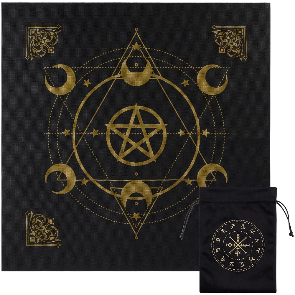Imagen de catálogo asociada a CREATCABIN Paño de tarot hexagrama, toalla altartarto, luna, cubierta de tarot, pentagrama, tap