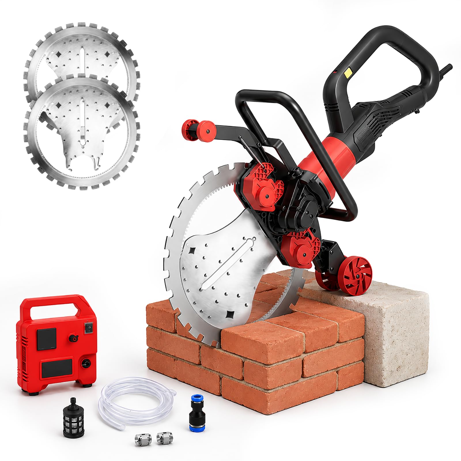HCAUYNN Wall Chaser Concrete Saw, 9980W Cutting Machine - Water-Assisted Dust-Reduced Cutter for Door Openings, Brick, Stone and Concrete 2*saw