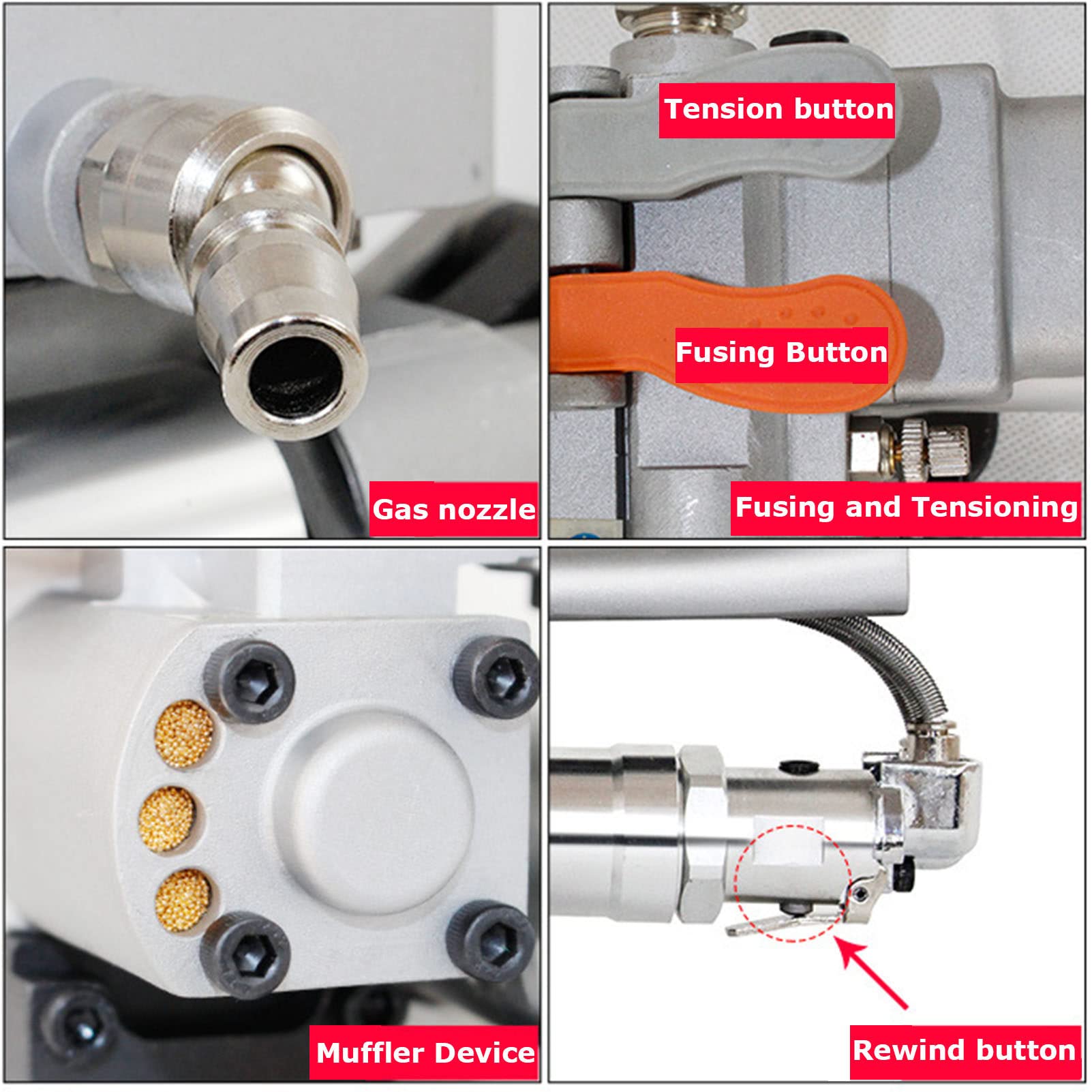 Reggia pneumatica Portatile, Kit di reggiatura per Macchine confezionatrici Automatiche Portatili da 1/2 e 3/4 di Pollice, Fibbia Inclusa, Strumenti di reggiatura in PP e Pet