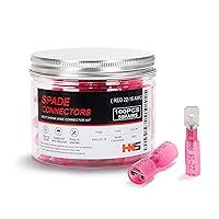 Vista 25 de HKS 100 conectores de pala hembra rojo 22-16 AWG – Kit de conectores de cable de desconexión rápida eléctricos termorretráctiles – cobre rojo