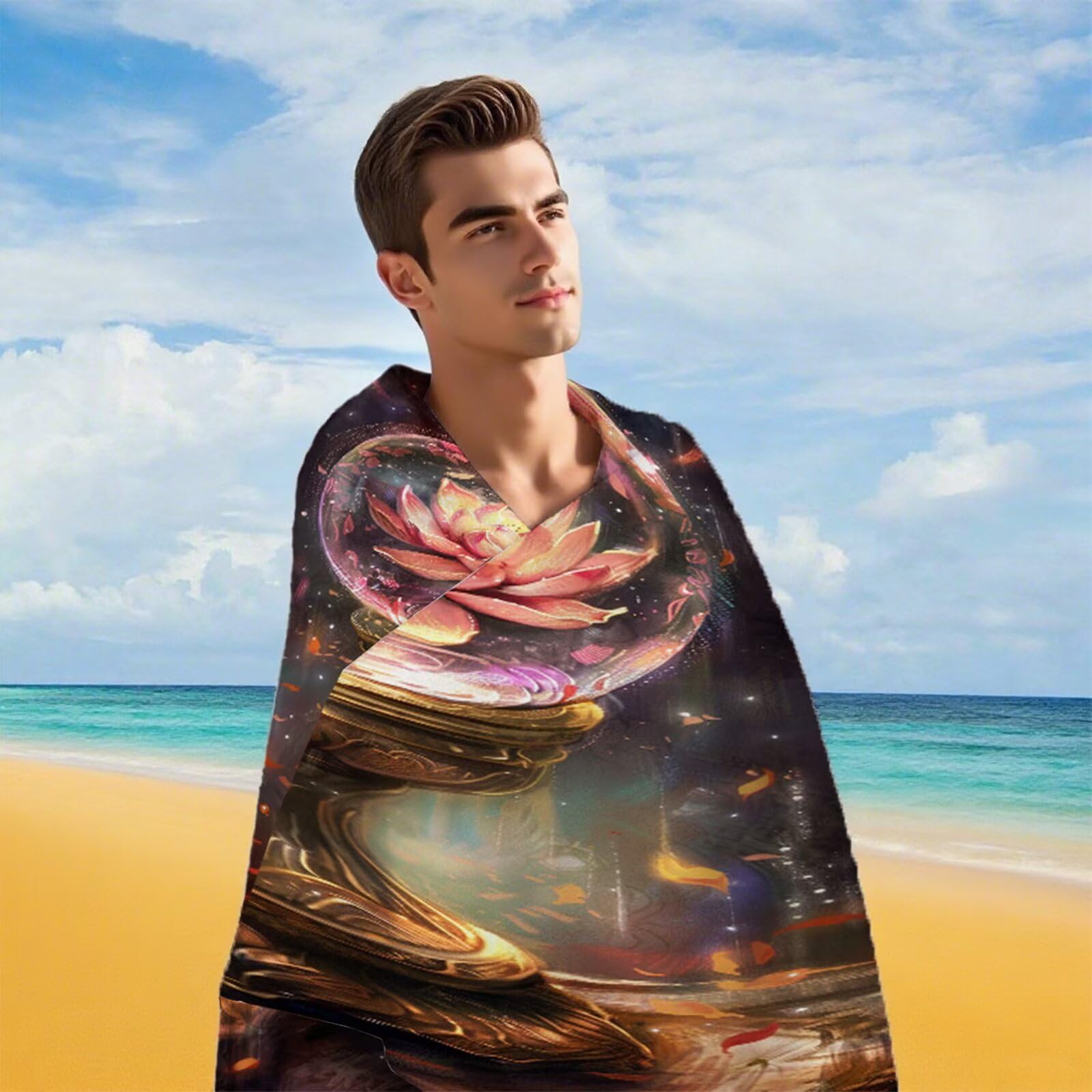 Ręcznik plażowy z mikrofibry 220 x 100 cm duży ręcznik kąpielowy żonkile mata plażowa anty piasek, ręczniki sportowe, szybkoschnące, kompaktowe i lekkie, na plaże, sport, podróże, sauna, basen Y1-85