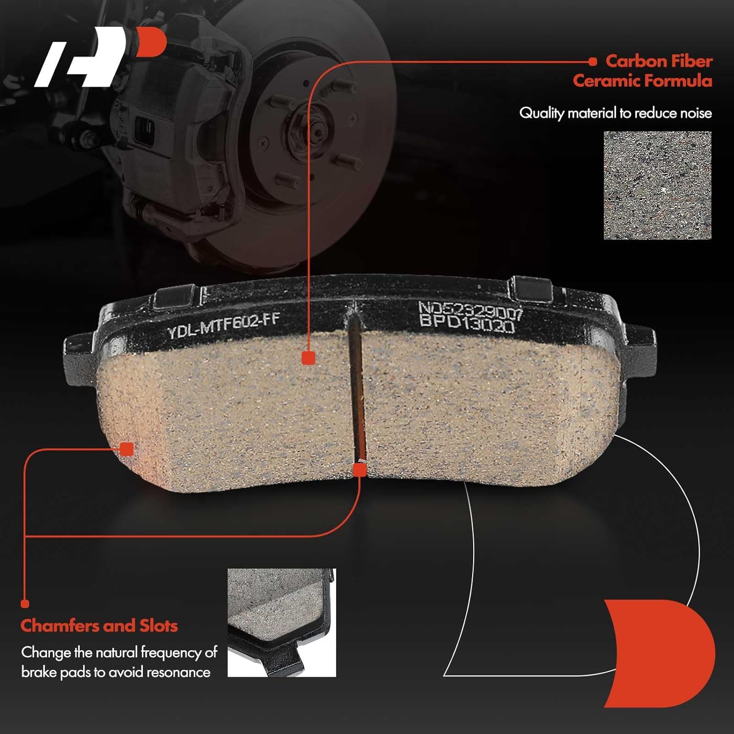 A-Premium Rear Ceramic Brake Pads Set Compatible with Kia Sedona 2015-2021 & Hyundai Veracruz 2007-2012, 4-Pack