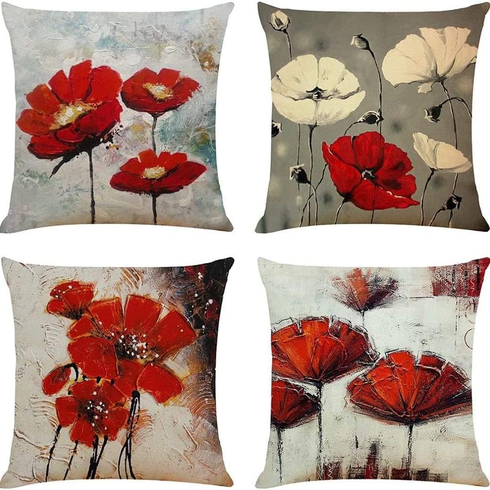 Slozzi Herbst Kissenbezüge 4er Set - Kürbis Design 45x45 Cm Weicher Samt