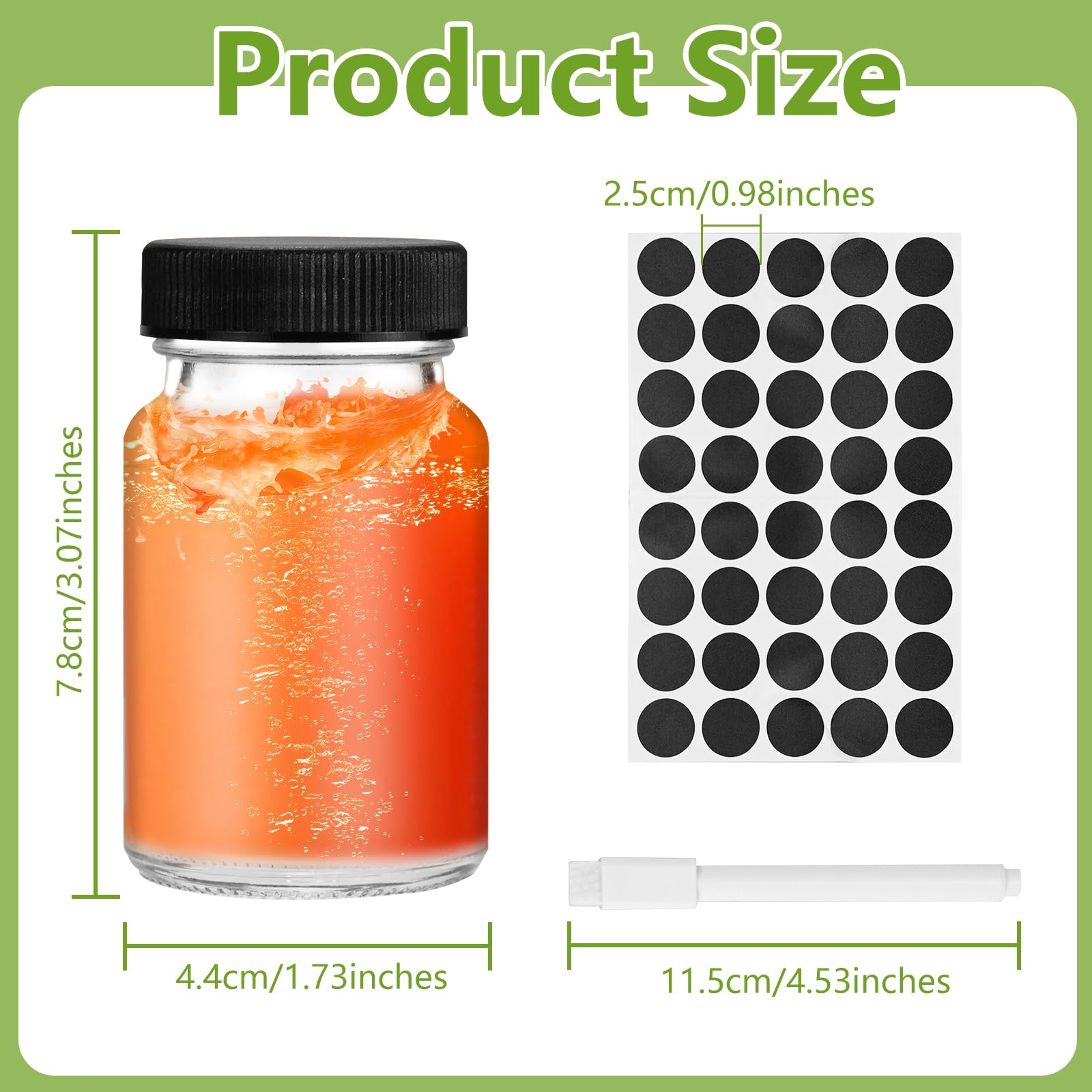 12 Bottigliette Di Vetro Da 60 Ml Con Coperchio | Kit Con Etichette E Spazzola | Per Liquori, Spezie, Succo E Viaggi - 3