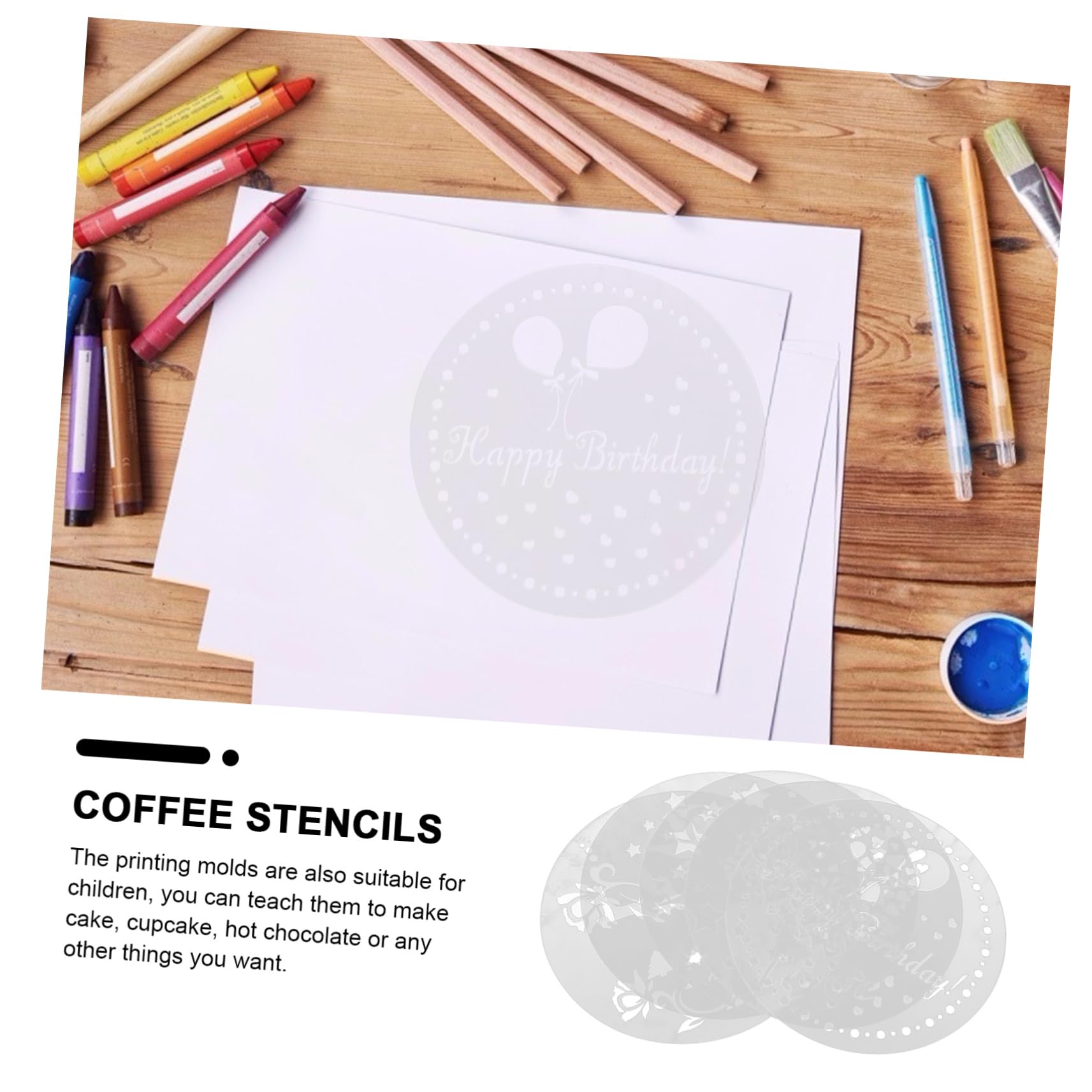 SOLUSTRE 1Set Coffee Stencils for Latte Art Washable Reusable Latte Decoration Tools for Cappuccino and Espresso Coffee Stencils for Home Cafe Use