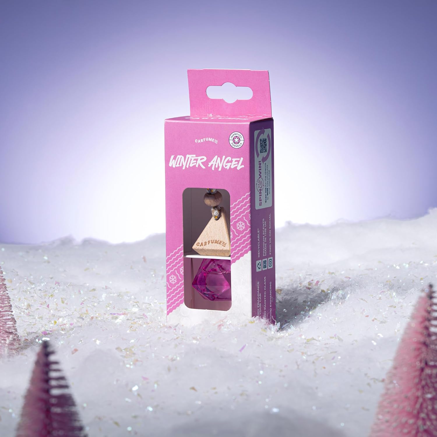 Carfume Limited Edition Air Freshener - Luxury Hand Painted Glass Car Perfume, Mood Enhancing, Recyclable, Made in the UK (Snow angel) image 3