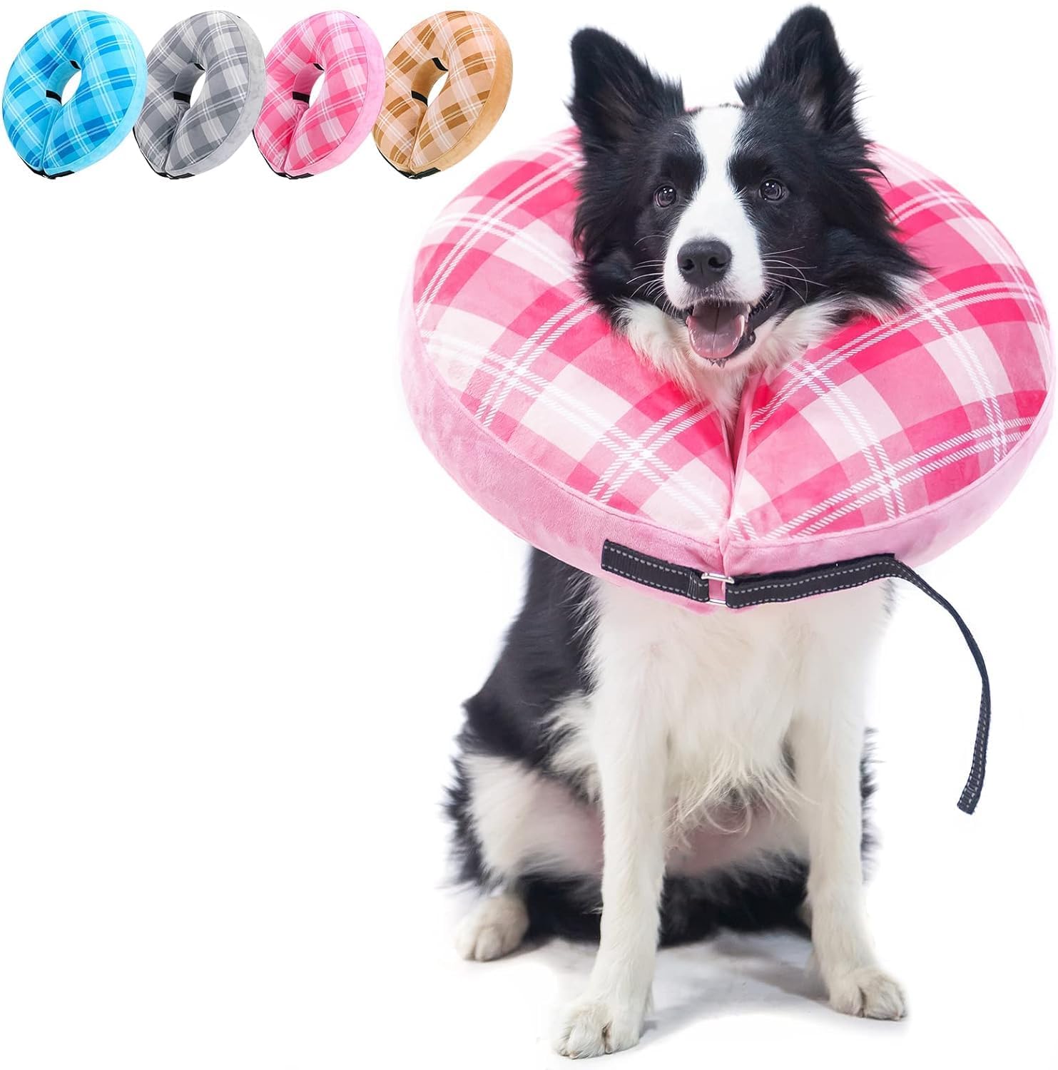 Inflatable Dog Cone Collar for Small Medium Large Dogs, Soft Recovery E Collars Alternative After Surgery Neck Donut (Pink, S)