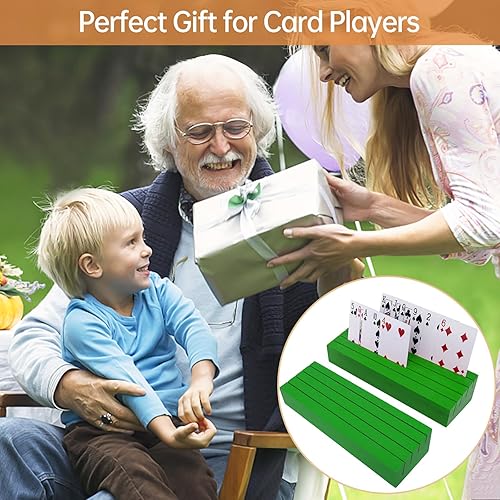 Soporte para cartas de juego, soporte para cartas de juego para personas discapacitadas o mayores, estantes de madera manos libres, bandeja