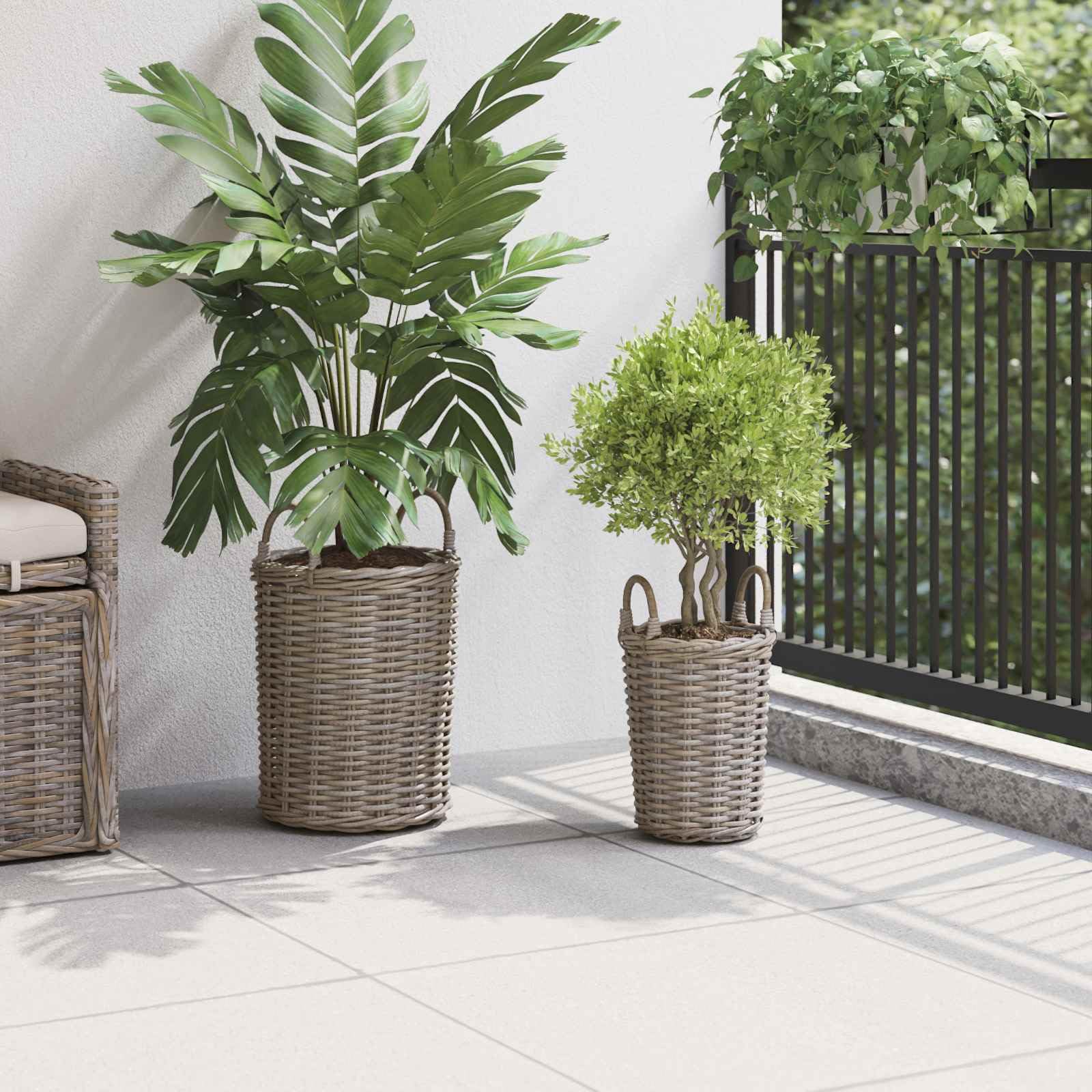 Cesto per Piante con archiviazione 2 PCS Grigio Rattan Kubu, Casa e Giardino,Arredo,Cesti, 2.18kg-42020957