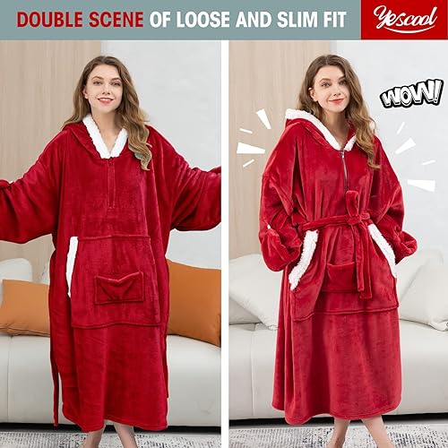 Miniatura 2 de yescool Manta con capucha de gran tamaño, manta de forro polar sherpa, regalo para el día de San Valentín para mujeres, hombres y adultos, manta