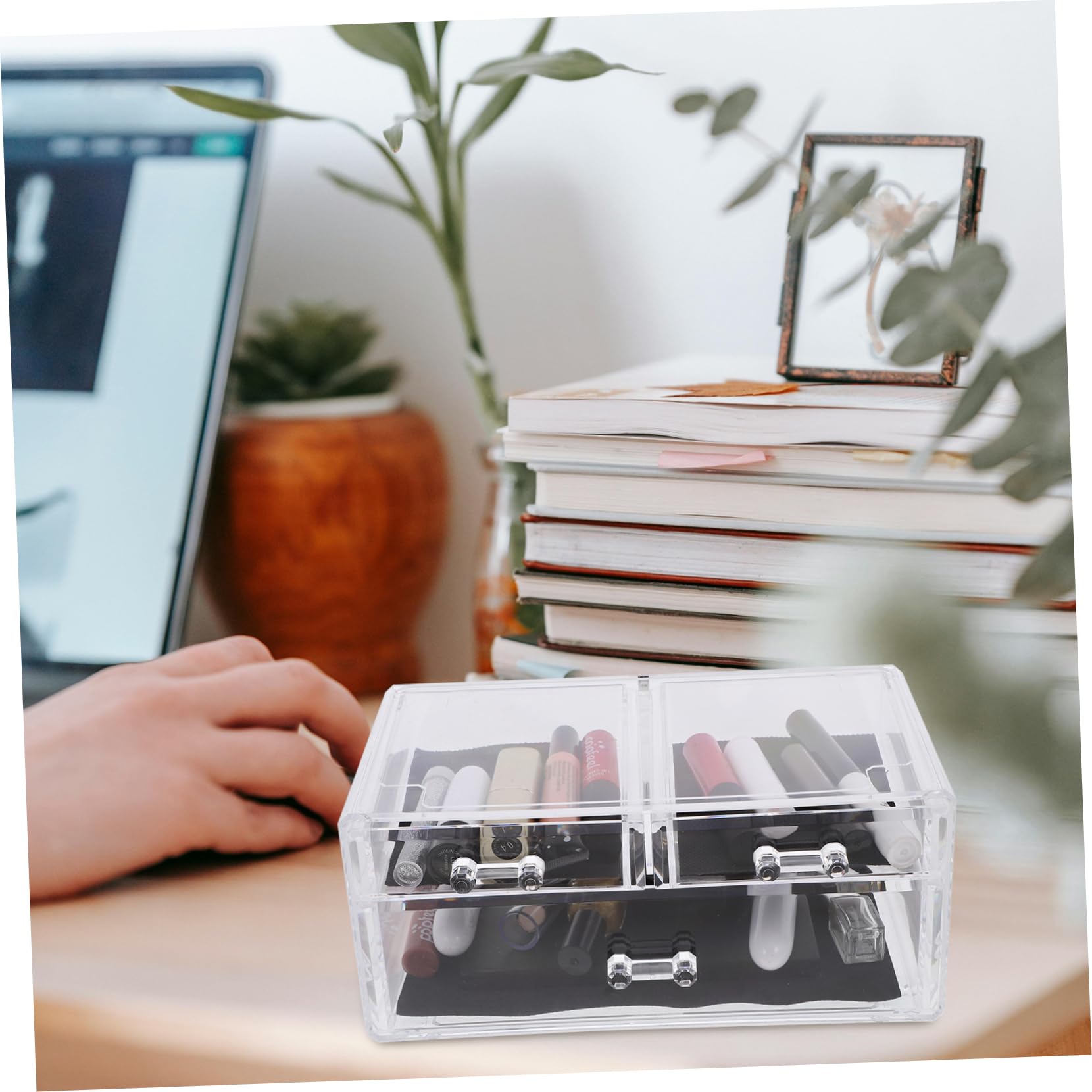 Housoutil Organizzatore di Trucco Acrilico Trasparente Contenitore per Trucchi e Cosmetici Accessori per Cura della Organizer per Bagno