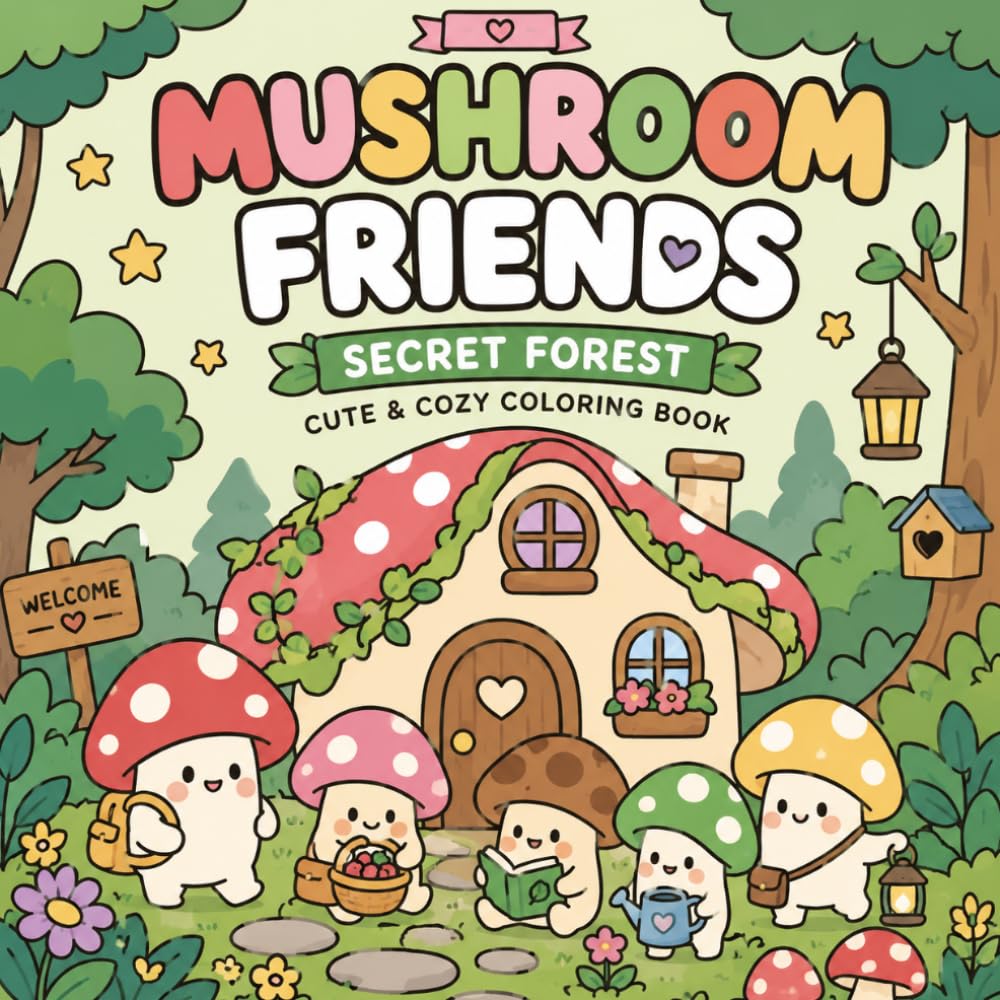 Mushroom Friends – Cute & Cozy Coloring Book